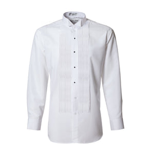 White Wing Tip 1/4" Pleat Shirt