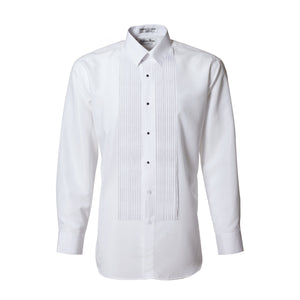 White Laydown Collar 1/4" Pleat Shirt
