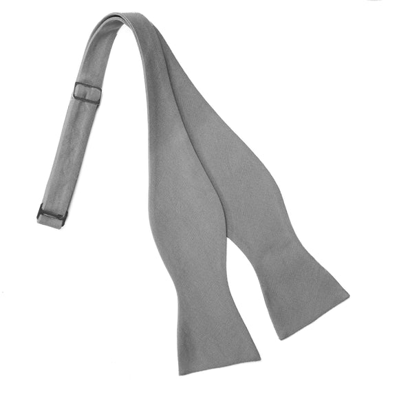 Gray Linen Self Tie Bow Tie