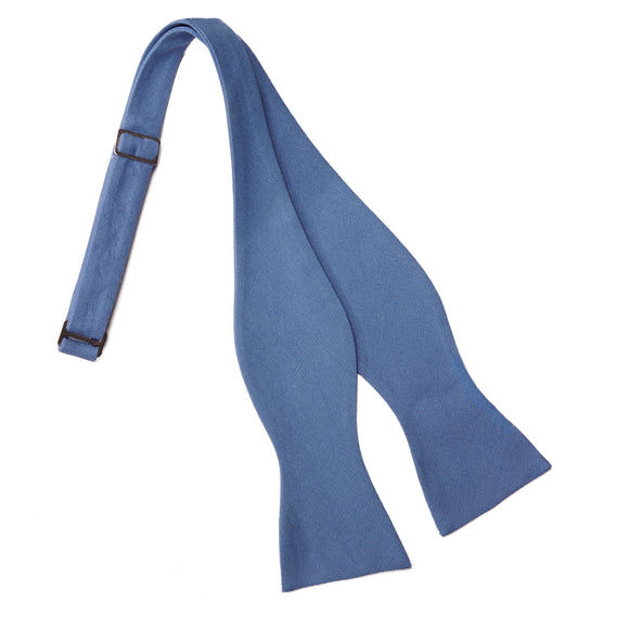 Blue Linen Self Tie Bow Tie