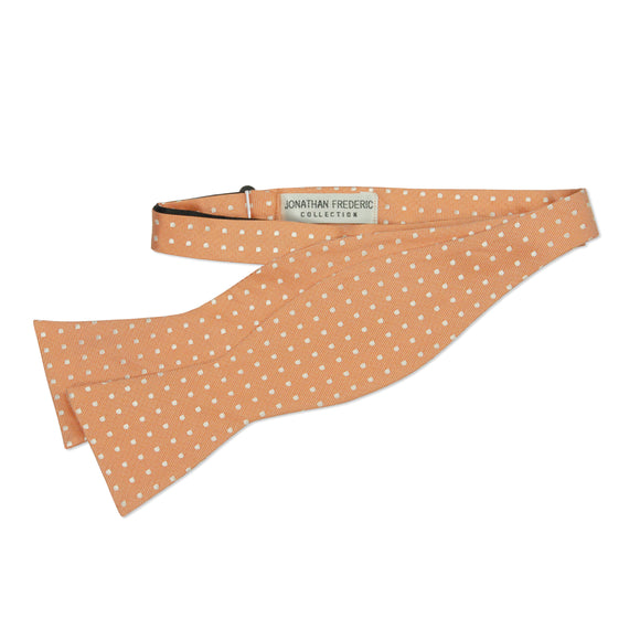 Jonathan Frederic Collection “Virginia” Orange Dot Silk Self Tie Bow Tie