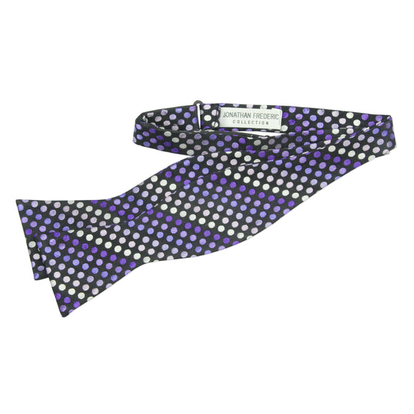 Jonathan Frederic Collection “Yesler” Purple Dot Silk Self Tie Bow Tie