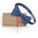 Jonathan Frederic Collection “Jackson” Blue Plaid Silk Self Tie Bow Tie