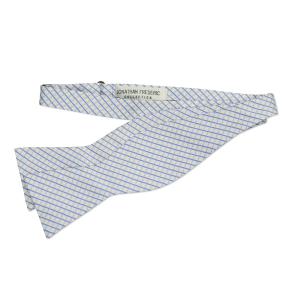 Jonathan Frederic Collection “Beacon” Periwinkle Plaid Silk Self Tie Bow Tie
