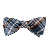 Jonathan Frederic Collection “Rainier” Navy & Burgundy Plaid Silk Self Tie Bow Tie