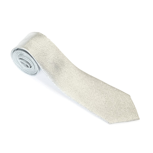 Silver Metallic Self Tie Windsor Tie