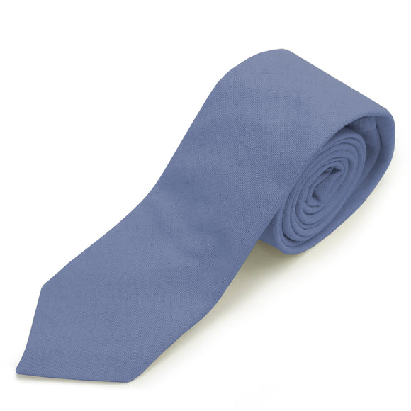 Blue Linen Self Tie Neck Tie