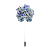 Light Blue & Purple Floral Lapel Pin & Hanky Set