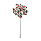 White & Red Floral Lapel Pin & Hanky Set
