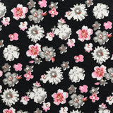 Silver, Black & Pink Floral Lapel Pin & Hanky Set