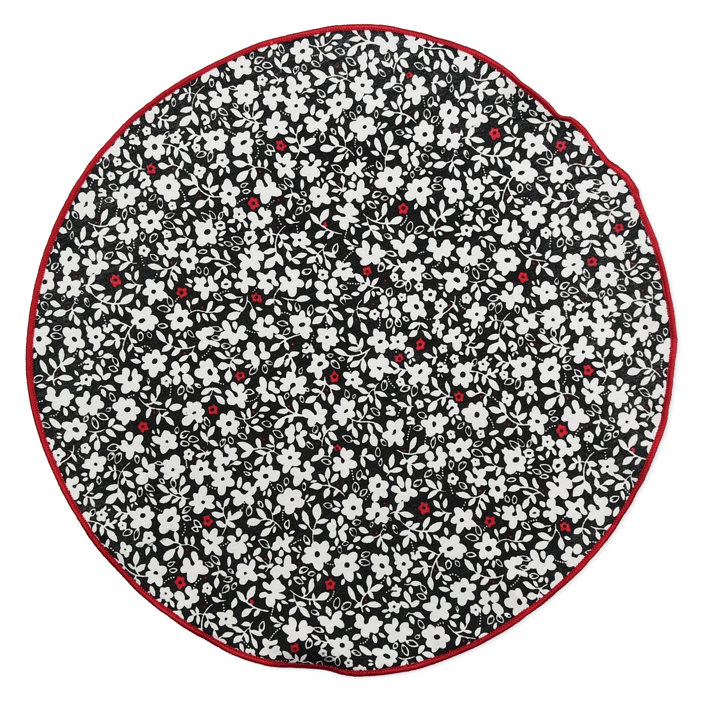 Red & Black Floral Lapel Pin & Hanky Set