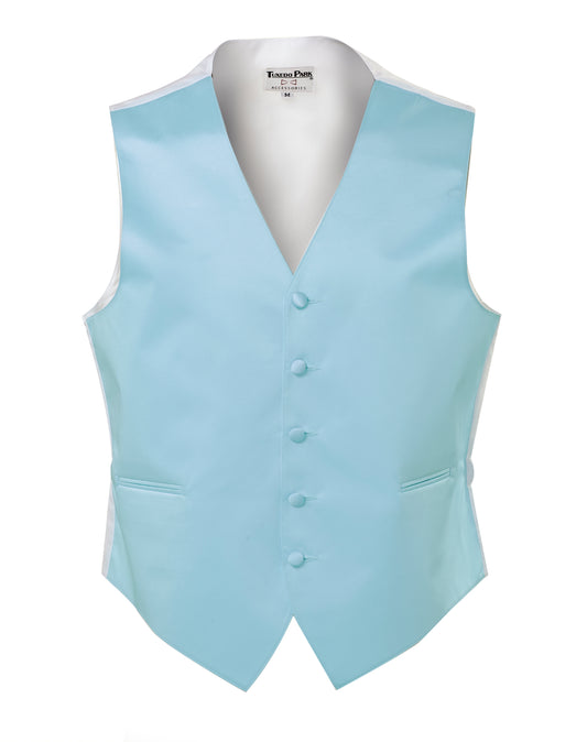 Light Blue Satin Full Back Vest