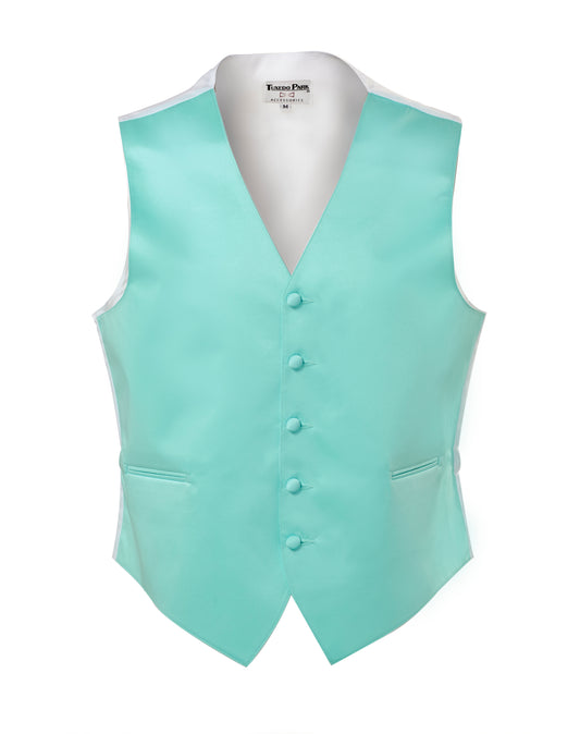 Tiffany Blue Satin Full Back Vest