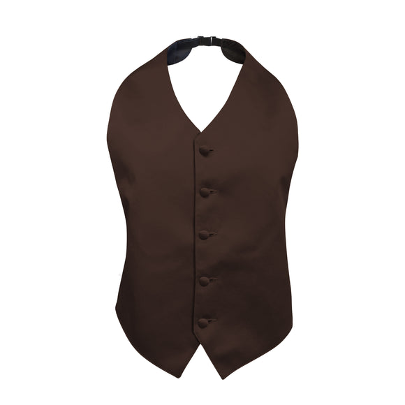 Chocolate Satin Backless Vest