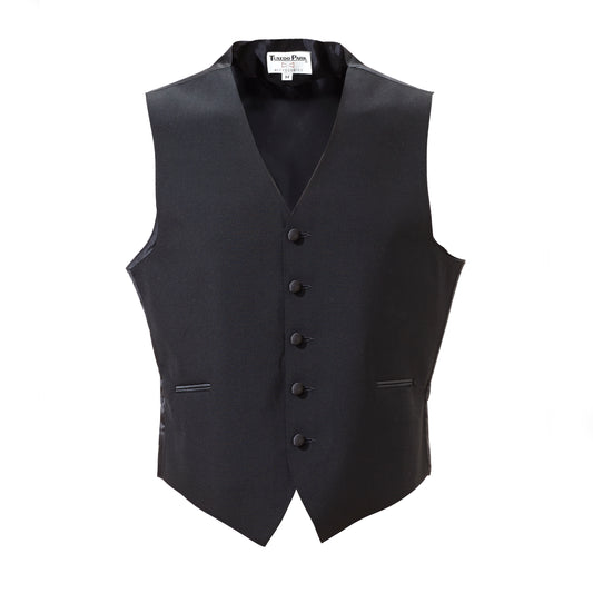 Black Wool Full Back Vest