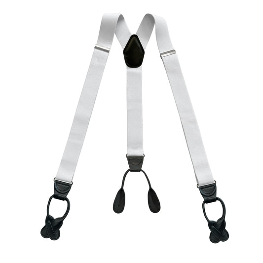 White/Black Button End Suspender