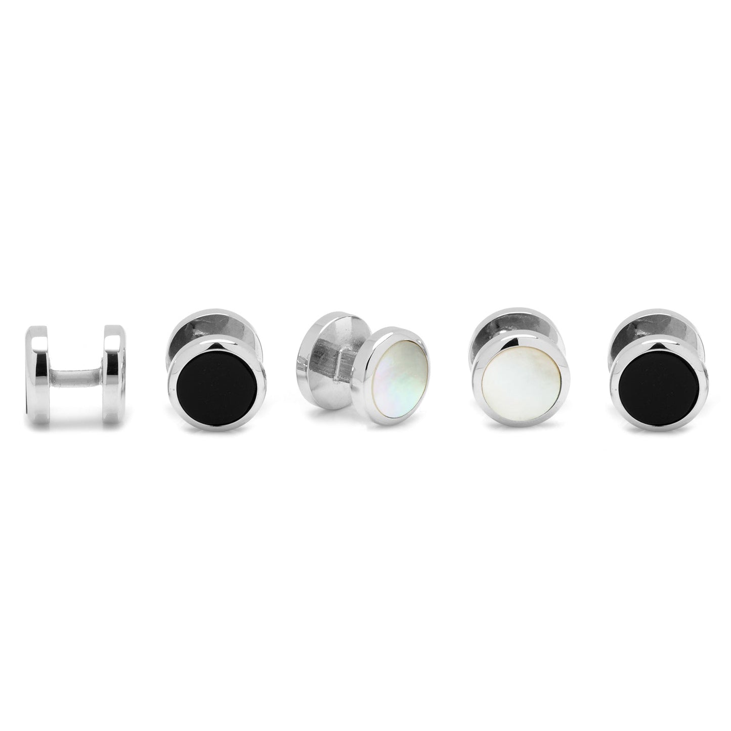 Double Sided Mother of Pearl Round Beveled 5-Stud Set