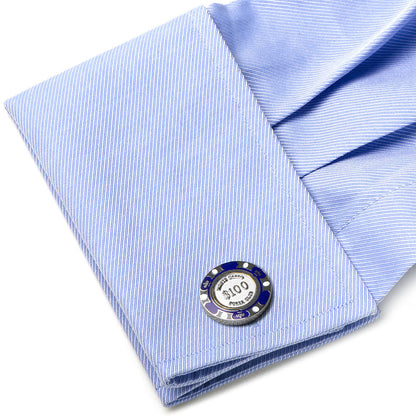 Poker Chip $100 Purple Cufflinks