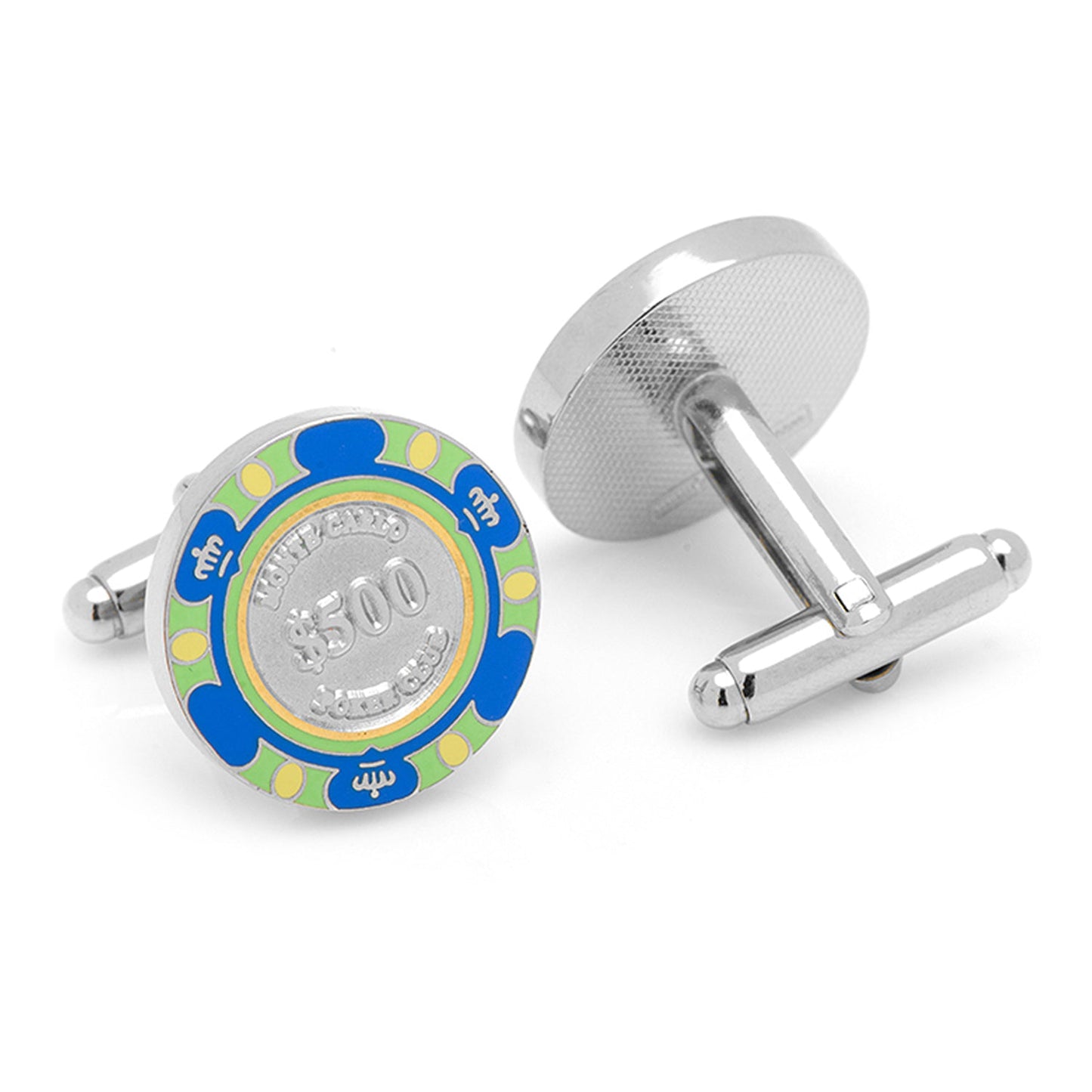 Poker Chip $500 Blue Cufflinks