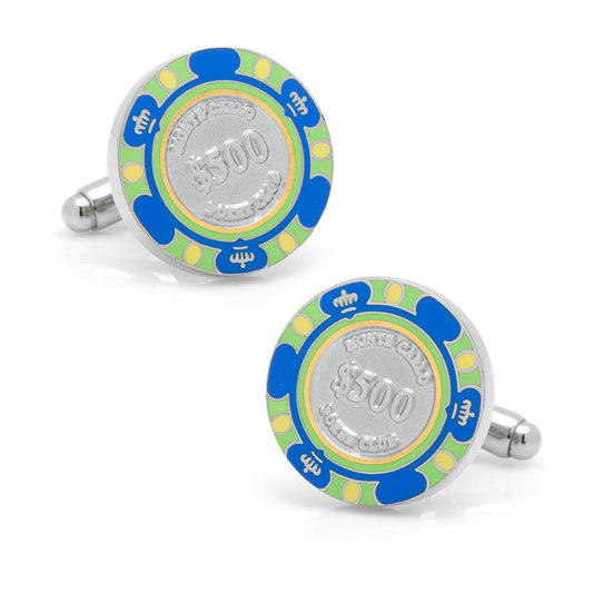 Poker Chip $500 Blue Cufflinks