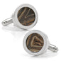 Car Engine Gasket Cufflinks in Black and Silver