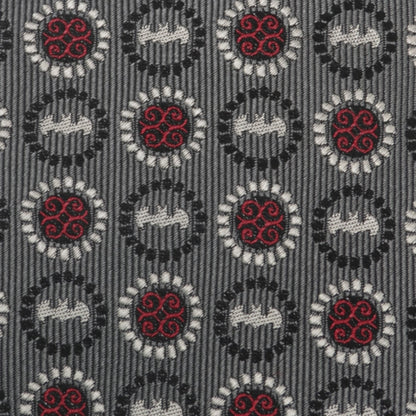 DC Batman Medallion Symbol Charcoal Silk Men's Tie