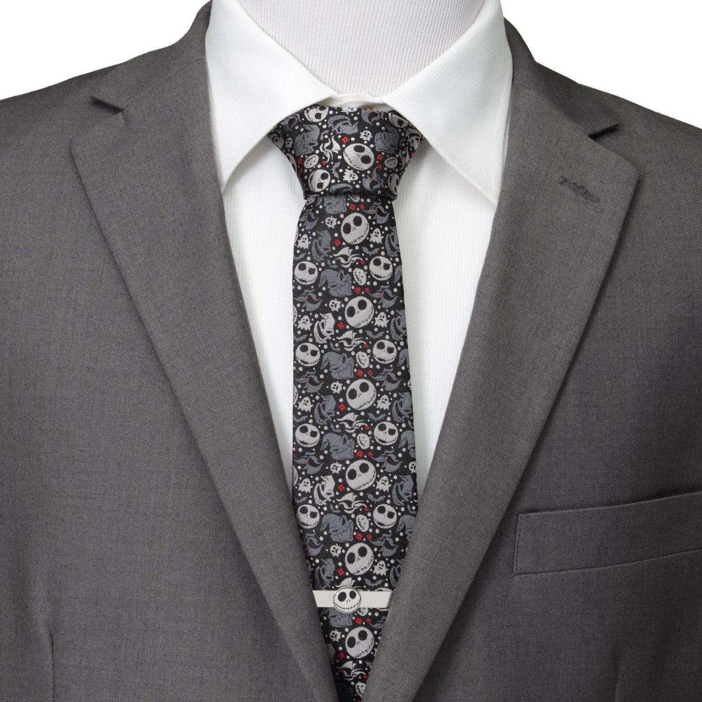 Disney The Nightmare Before Christmas Black Gray Pattern Men's Tie