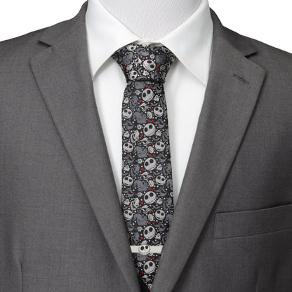 Disney The Nightmare Before Christmas Black Gray Pattern Men's Tie