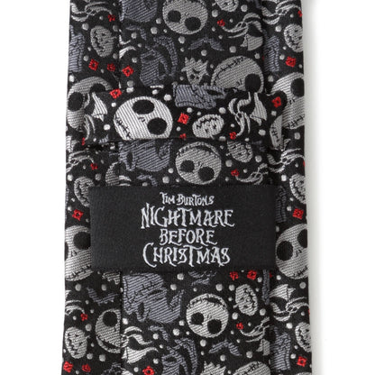 Disney The Nightmare Before Christmas Black Gray Pattern Men's Tie