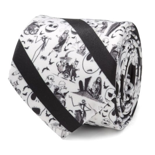Disney The Nightmare Before Christmas Striped Black Men's Tie