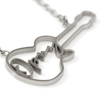 Grand Ole Opry Stainless Steel Silver Guitar Necklace