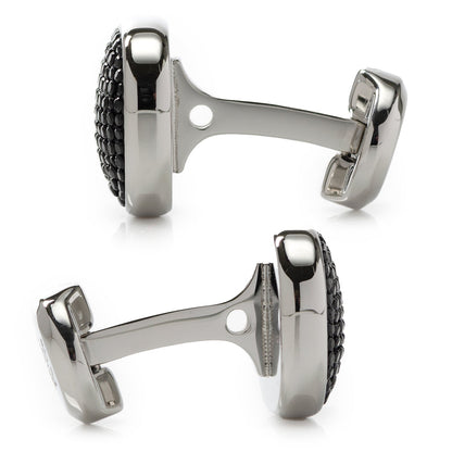 Stainless Steel Black Pave Crystal Cufflinks