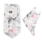 Painted Floral Gray Necktie and Pocket Square Gift Set