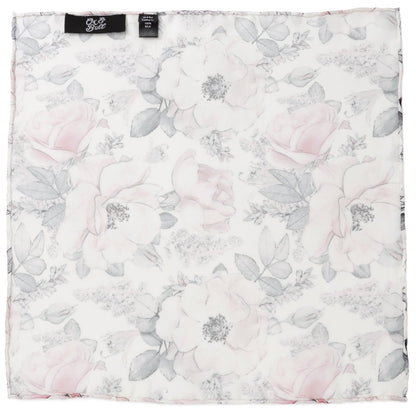 Painted Floral Gray Pocket Square