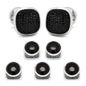 Mixed Pave Crystal and Onyx 5-Stud Set