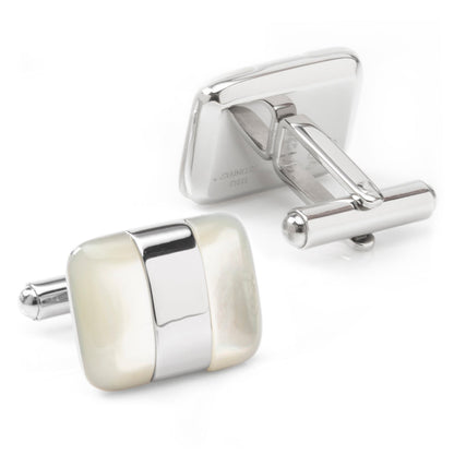 Silver Wrapped White Mother of Pearl Cufflinks