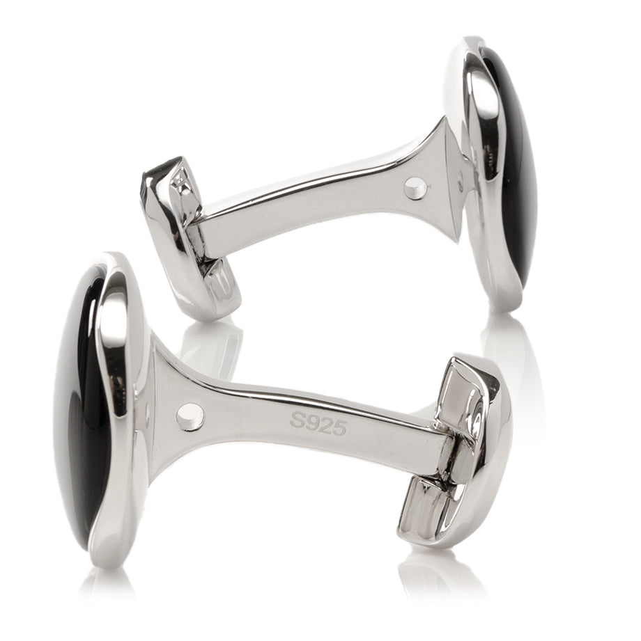 Sterling Silver Classic Formal Onyx Cufflinks