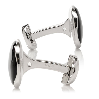 Sterling Silver Classic Formal Onyx Cufflinks