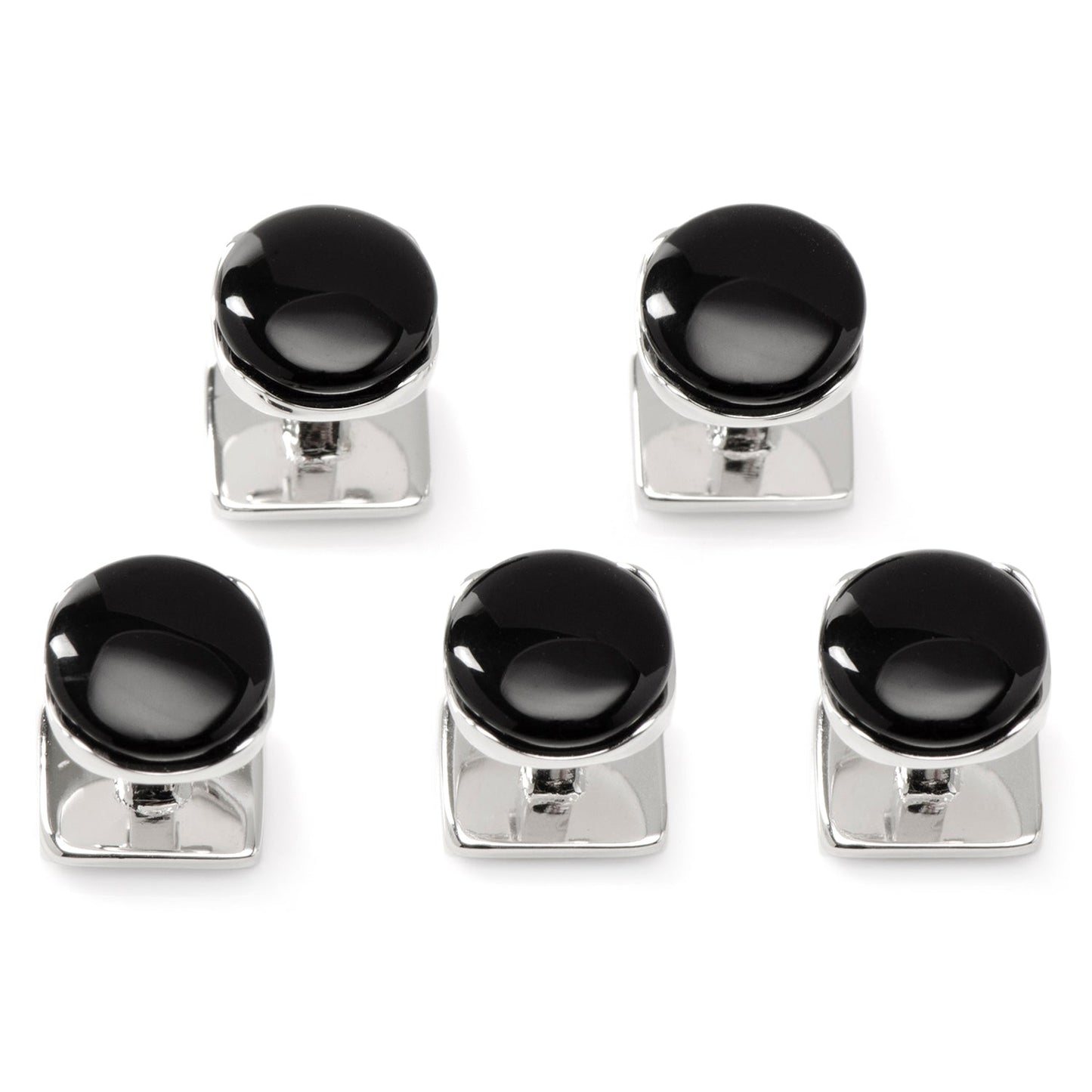 Sterling Silver Classic Formal Black Onyx 5-Studs
