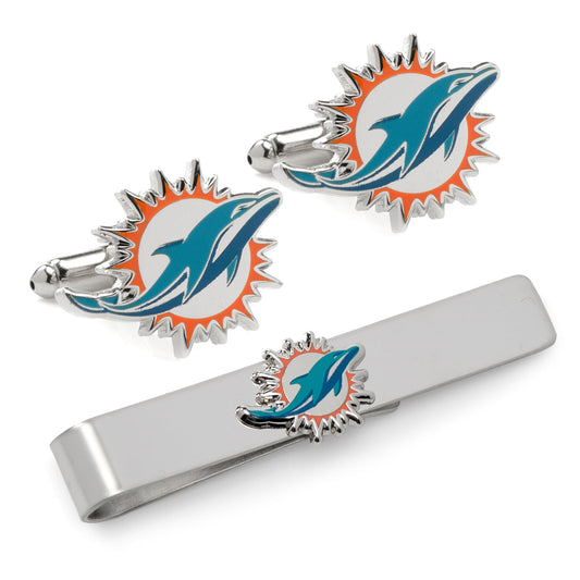 NFL Miami Dolphins Cufflinks and Tie Bar Gift Set