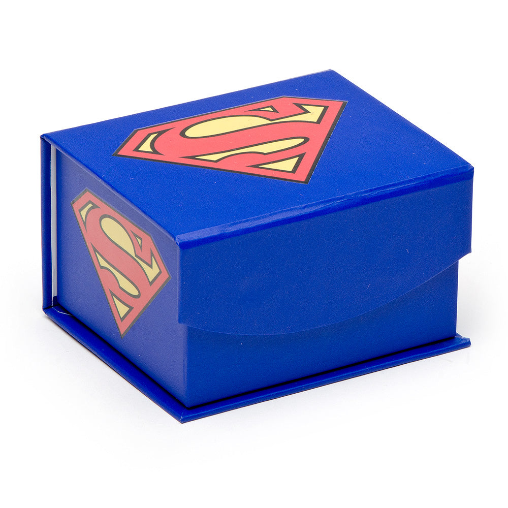 DC Superman Stainless Steel White Pave Crystal Cufflinks