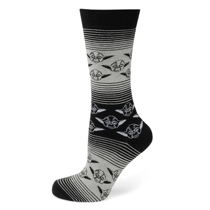 Star Wars Yoda Gray and Black Ombre Pattern Dress Socks with Jedi Crest Lapel Pin