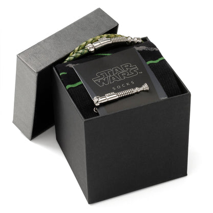 Star Wars Luke Skywalker LIGHTSABER Bracelet, Tie Clip, and Dress Socks Gift Set