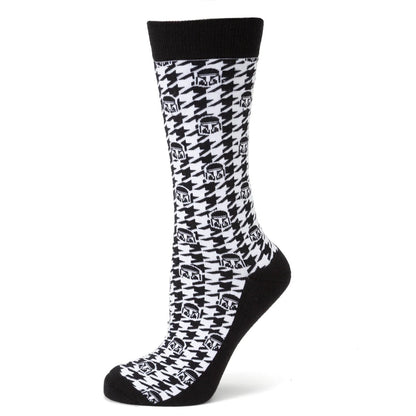 Star Wars Mandalorian Houndstooth Black and White Dress Socks and Lapel Pin Gift Set