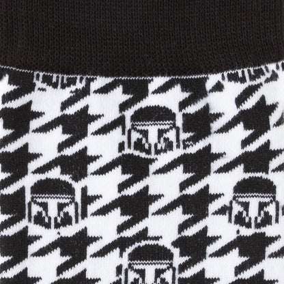 Star Wars Mandalorian Houndstooth Black and White Dress Socks and Lapel Pin Gift Set