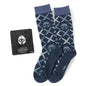 Star Wars Mandalorian Navy Checkered Dress Socks and Lapel Pin Gift Set