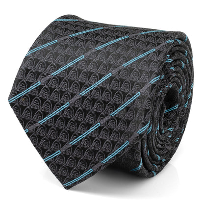 Star Wars Obi-Wan Kenobi Blue LIGHTSABER Pattern Black Tie, Tie Clip, and Gray Jedi Crest Dress Socks Gift Set