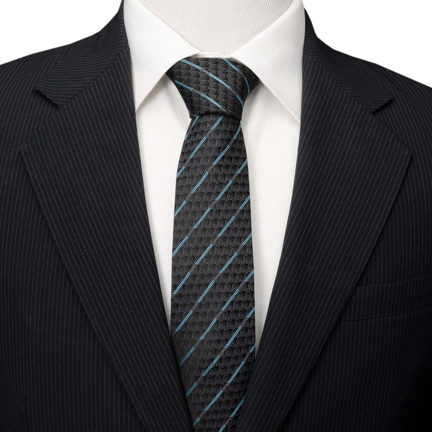 Star Wars Obi-Wan Kenobi Blue LIGHTSABER Pattern Black Tie, Tie Clip, and Gray Jedi Crest Dress Socks Gift Set