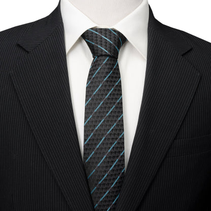 Star Wars Obi-Wan Kenobi Blue LIGHTSABER Pattern Black Tie, Tie Clip, and Gray Jedi Crest Dress Socks Gift Set