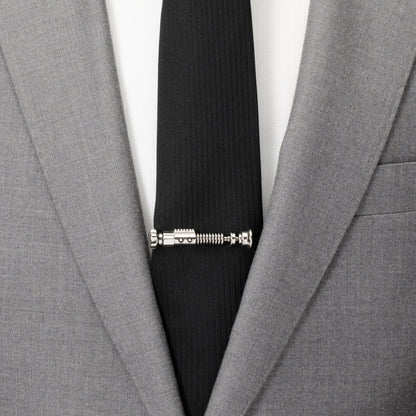 Star Wars Obi-Wan Kenobi Blue LIGHTSABER Pattern Black Tie, Tie Clip, and Gray Jedi Crest Dress Socks Gift Set